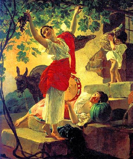 Karl Briullov Girl, gathering grapes in the vicinity of Naples Spain oil painting art